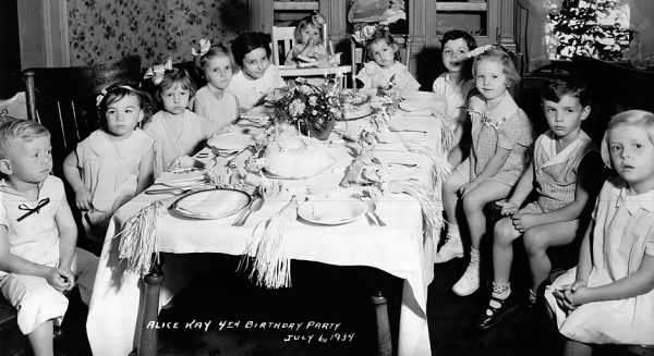 Vintage photo of children's birthday party c.1934
